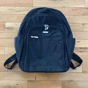 Baggallini Black Nylon Laptop Backpack Travel Work Bag Adjustable Straps Large